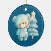 かわいいクマとクリスマスツリーホリデー セラミックオーナメント (左)