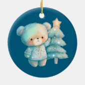 かわいいクマとクリスマスツリーホリデー セラミックオーナメント (裏面)