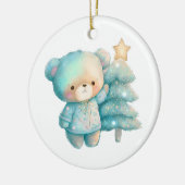 かわいいクマとクリスマスツリーホリデー セラミックオーナメント (左)