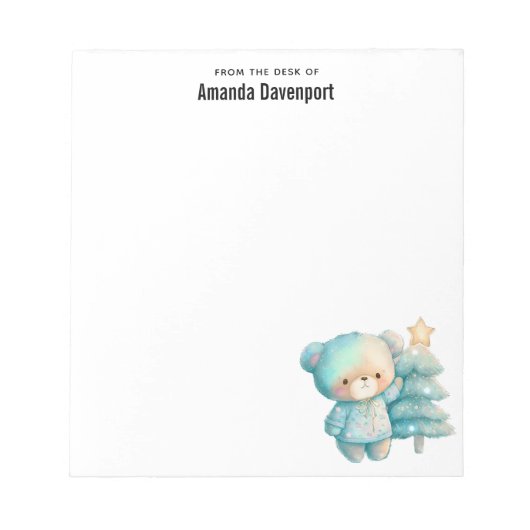 かわいいクマとクリスマスツリーホリデー ノートパッド (正面)