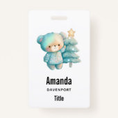 かわいいクマとクリスマスツリーホリデー バッジ (裏面)