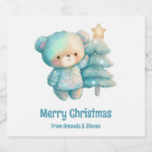 かわいいクマとクリスマスツリーホリデー ビールラベル (シングルラベル)