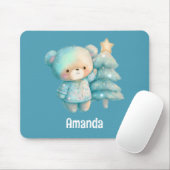 かわいいクマとクリスマスツリーホリデー マウスパッド (マウス)