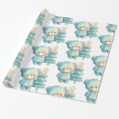 かわいいクマとクリスマスツリーホリデー ラッピングペーパー (アンロールド)