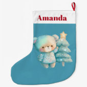 かわいいクマとクリスマスツリーホリデー ラージクリスマスストッキング (裏面)