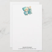 かわいいクマとクリスマスツリーホリデー 便箋 (正面/裏面)