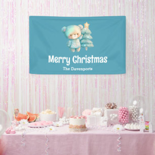 かわいいクマとクリスマスツリーホリデー 横断幕