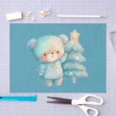 かわいいクマとクリスマスツリーホリデー 薄葉紙 (クラフト)