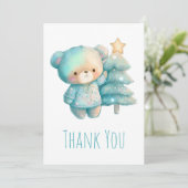 かわいいクマとクリスマスツリー サンキューカード (スタンド正面)