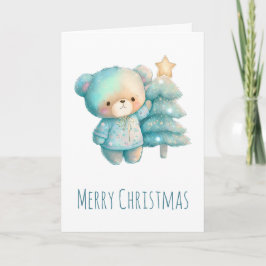 かわいいクマとクリスマスツリー シーズンカード