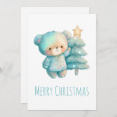 かわいいクマとクリスマスツリー シーズンカード (正面/裏面)