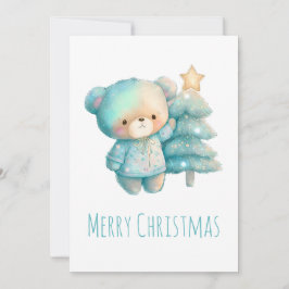 かわいいクマとクリスマスツリー シーズンカード