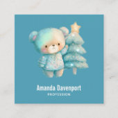 かわいいクマとクリスマスツリー スクエア名刺 (正面)