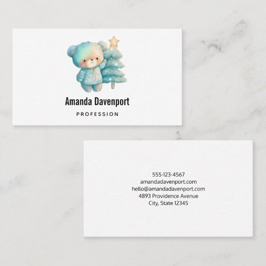 かわいいクマとクリスマスツリー 名刺 (正面/裏面)