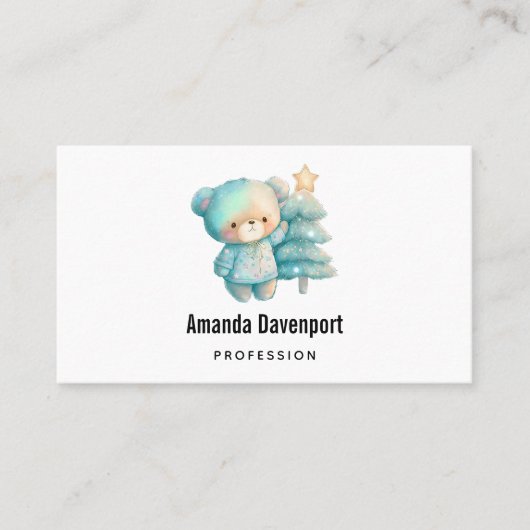 かわいいクマとクリスマスツリー 名刺 (正面)