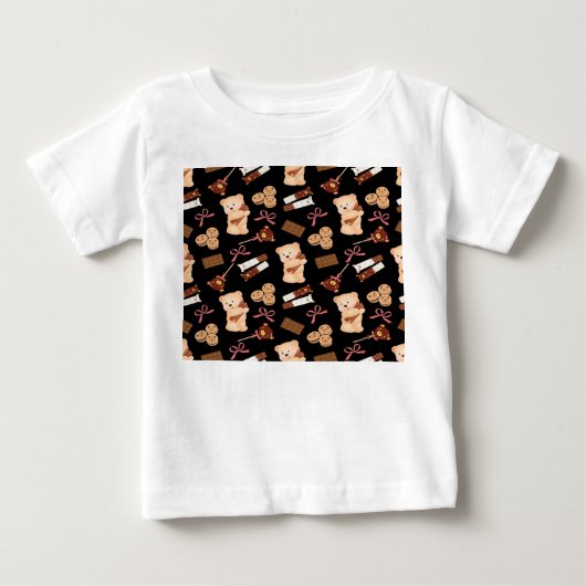 かわいいクマとチョコレート ベビーTシャツ (正面)