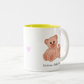 かわいいクマとハートズオンホワイトベビーシャワー ツートーンマグカップ (正面右)