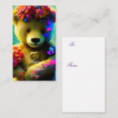 かわいいクマとハートバレンタイン ノートカード (正面/裏面)