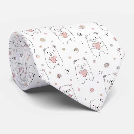 かわいいクマとハート -- パステルナースリー (2) ネクタイ (ロール)