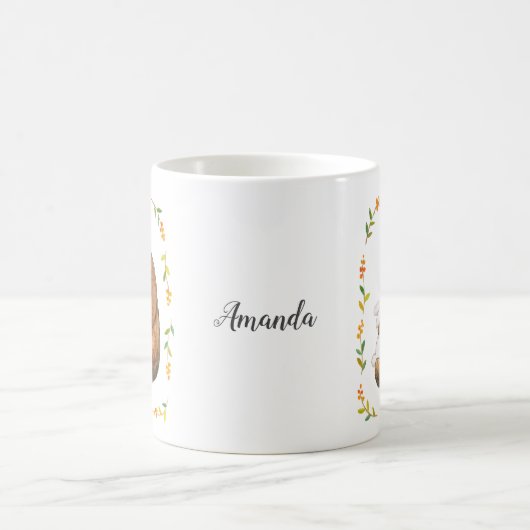 かわいいクマとバニーの愛パーソナライズされた名|過去記事 コーヒーマグカップ (中央)