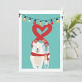 かわいいクマとバニーパーソナライズされたクリスマス シーズンカード (スタンド正面)