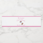 かわいいクマとバルーンの女の子 ペットボトルラベル (シングルラベル)