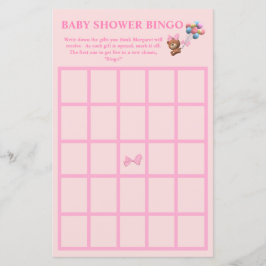 かわいいクマとバルーンをテーマにした赤ちゃんシャワービンゴ