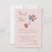 かわいいクマとバルーンテーマフラットサンキューカード サンキューカード (正面)