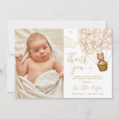 かわいいクマとバルーン新生児写真 サンキューカード (正面)