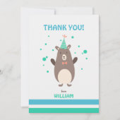 かわいいクマとバルーン誕生日ありがとう サンキューカード (正面)