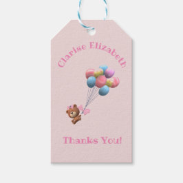 かわいいクマとバルーン赤ちゃんシャワーありがとう ギフトタグ