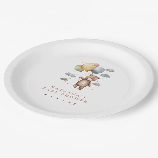 かわいいクマとバルーン赤ちゃんシャワー ペーパープレート (アングル)