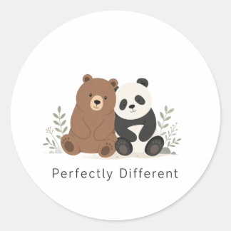 かわいいクマとパンダのニューロダイバーシティ・インクルージョン ラウンドシール
