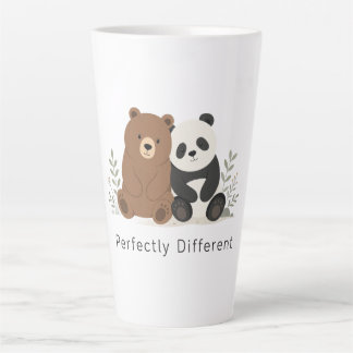  かわいいクマとパンダのニューロダイバーシティTシャツ カフェラテマグ