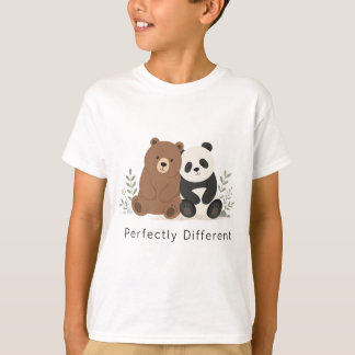  かわいいクマとパンダのニューロダイバーシティTシャツ Tシャツ