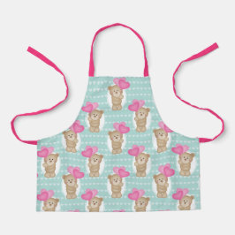 かわいいクマとピンクのハート |キッズユースベイカー エプロン