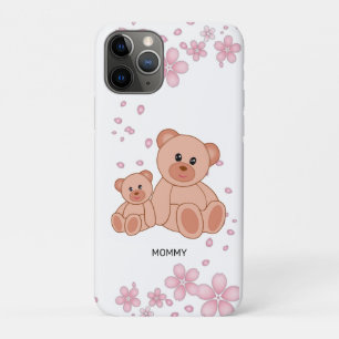 かわいいクマとピンクの花 iPhone 11 PROケース