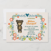 かわいいクマとフローラリースベビーシャワー 招待状 (裏面)