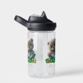 かわいいクマとブックキッズスクールパーソナライズされた名 ウォーターボトル (右面)