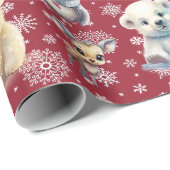 かわいいクマとペンギンのクリスマスラッピング紙 ラッピングペーパー (ロールコーナー)