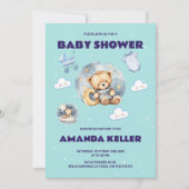かわいいクマとムーンベイビーシャワー 招待状 (正面)