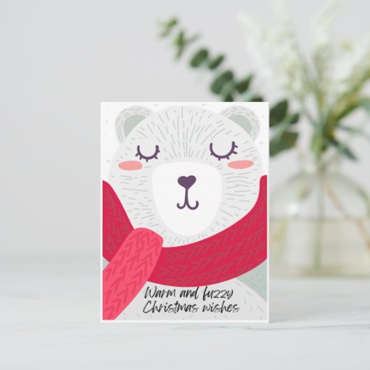 かわいいクマと子どもからのメッセージ シーズンポストカード (スタンド正面)