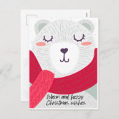 かわいいクマと子どもからのメッセージ シーズンポストカード (正面/裏面)