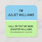 かわいいクマと子猫ママ遊び日コールカード スクエア名刺 (裏面)