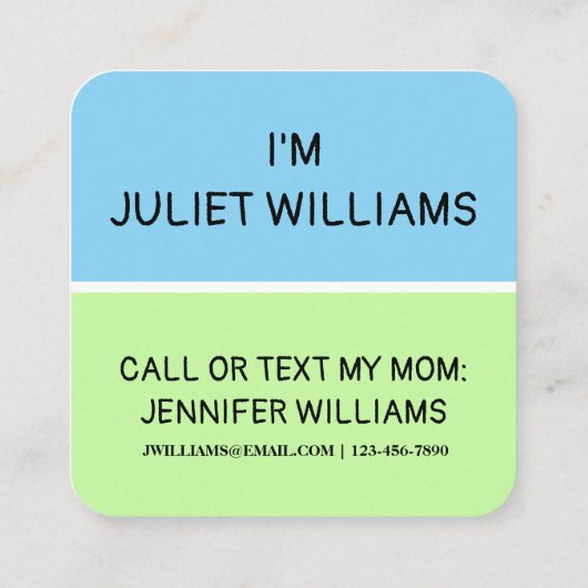 かわいいクマと子猫ママ遊び日コールカード スクエア名刺 (裏面)