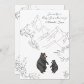かわいいクマと山林の赤ちゃんシャワー 招待状 (正面/裏面)