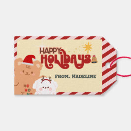 かわいいクマと犬の休日クリスマスプレゼントラベル ギフトタグ