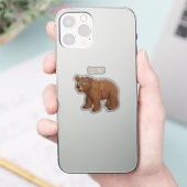 かわいいクマと花の漫画イラストレーション シール (スマートフォン)