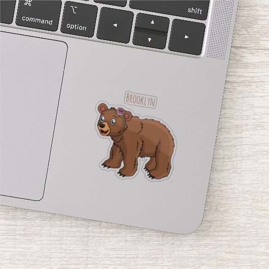 かわいいクマと花の漫画イラストレーション シール (詳細)