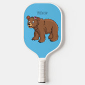 かわいいクマと花の漫画イラストレーション ピックルボールラケット (裏面)